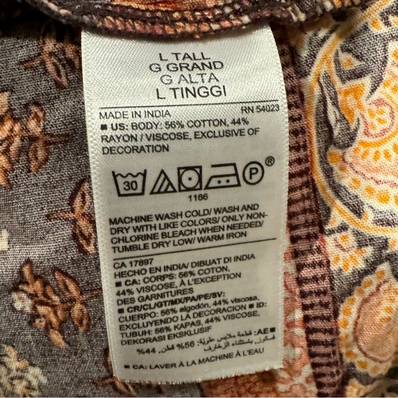 Old Navy Cinch Waist Floral Midi Tiered Boho  Dress Size Large Tall - Picture 5 of 10